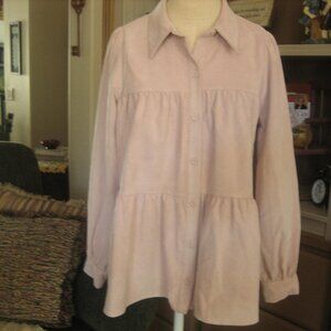 Zara Blouse Dusty Pink Tiered Collared XS NEW w/ TAGS
